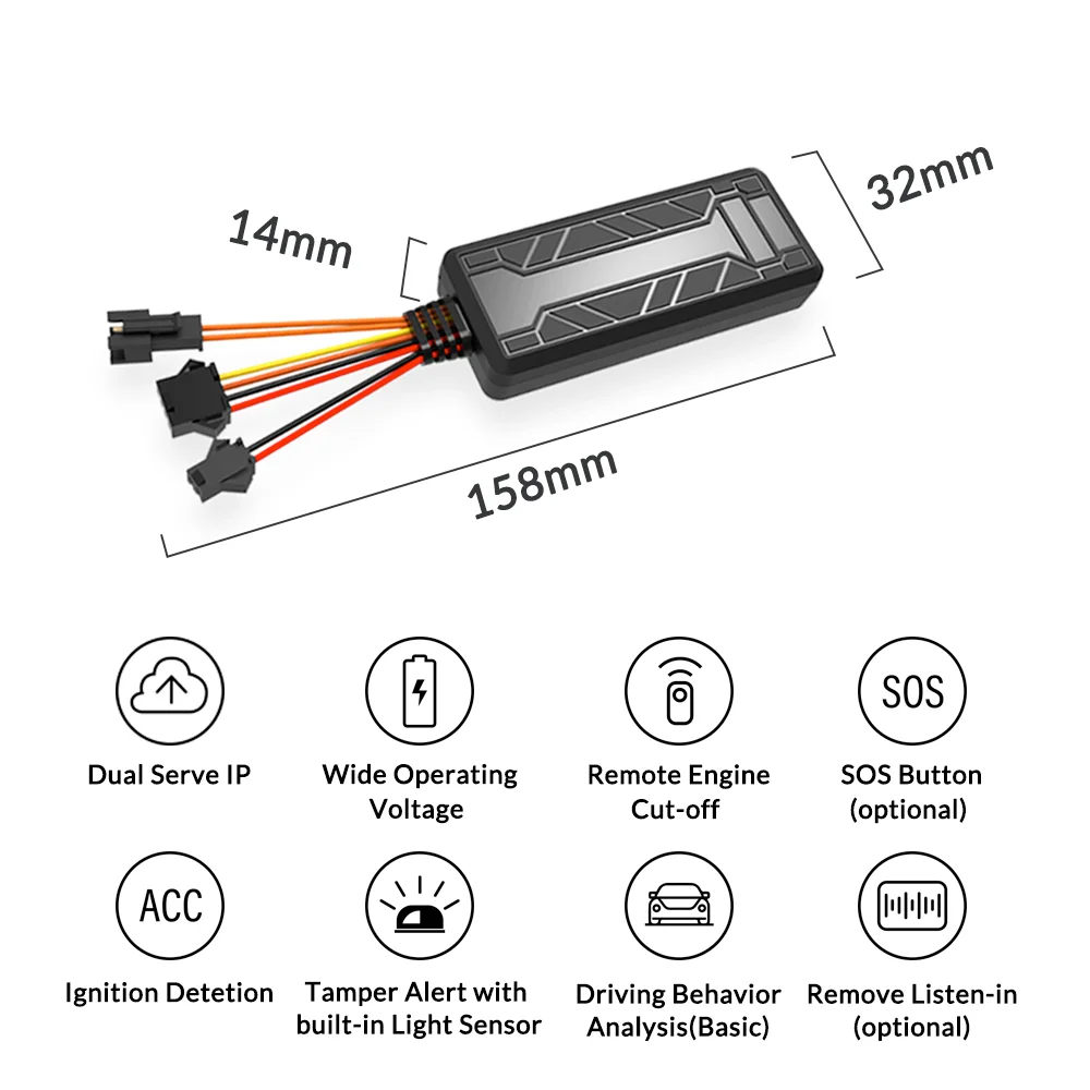 4G GPS Tracker For Car Motorcycle Anti-theft Vehicle GPS Tracking Device Mini with Free Real Time Tracking Web APP and Relay