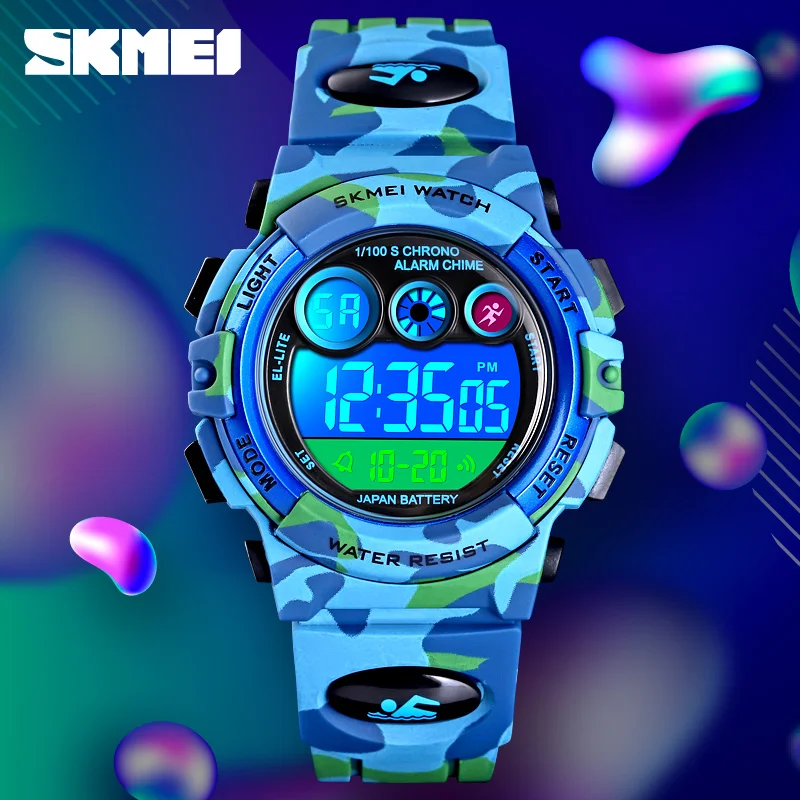 SKMEI 1547 Young And Energetic Dial Design 50M Waterproof Colorful LED+EL Lights relogio infantil Children's Sport Kids Watches 2