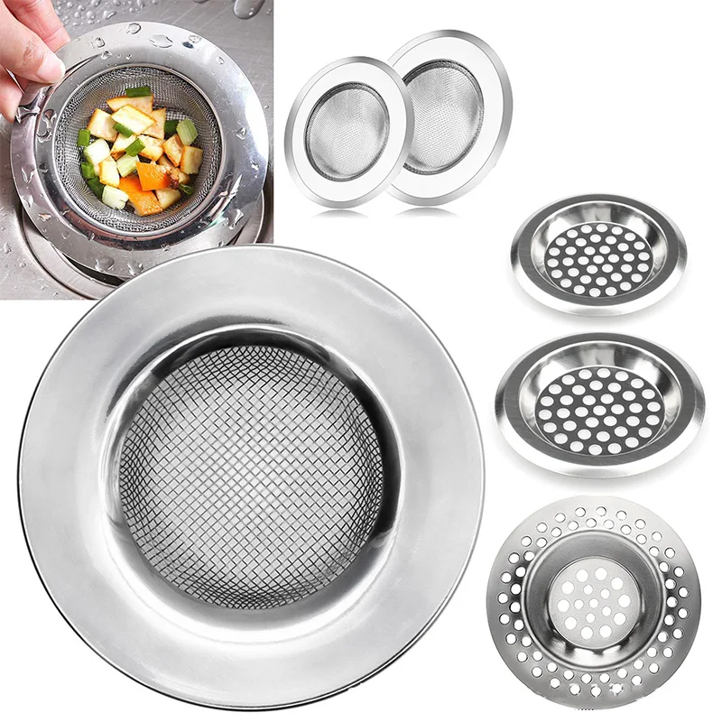 Kitchen Sink Filter Stainless Steel Mesh Sink Strainer Food Slag Tool Bathroom Floor Drain Hole Filter Trap Hair Catcher Stopper