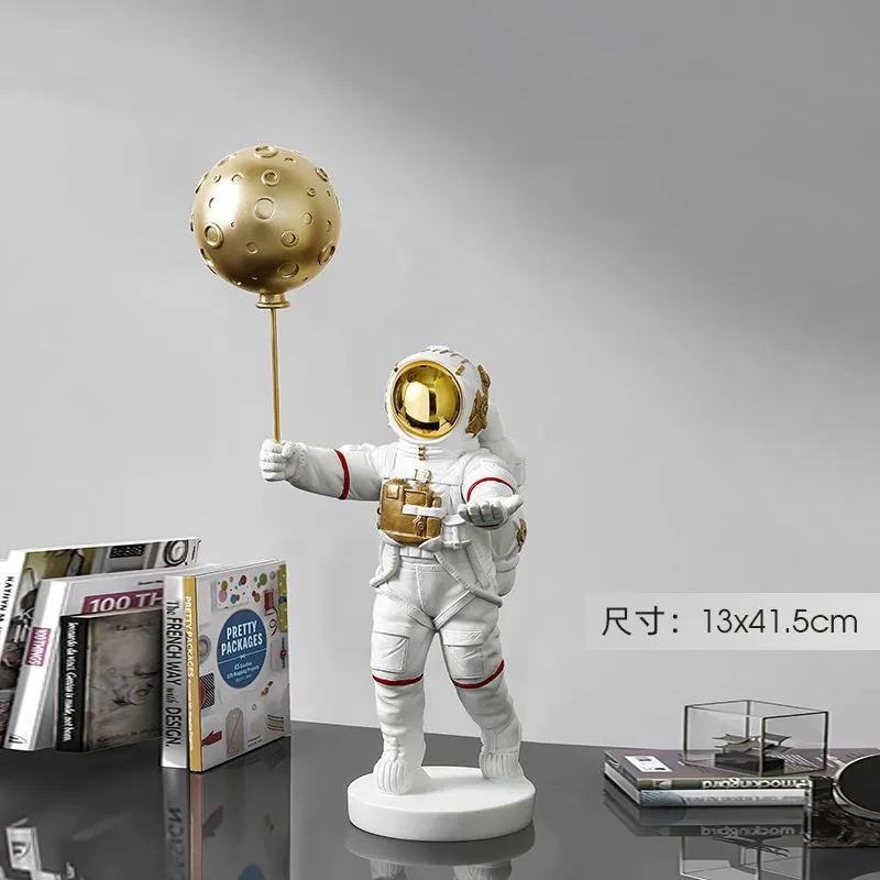 

1pc Resin Spaceman Sculpture Lifting Ball Astronaut Ornaments Living Room Home Office Desktop Decorations Creative Gift for Kids