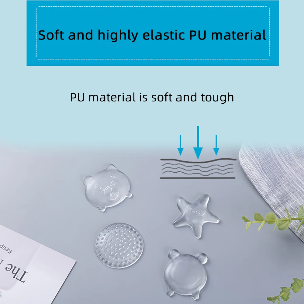 Transparent Cartoon Silicone Door Stopper Anti Collision Self Adhesive Wall Guard Safety Shockproof Noise Reducing Bumper Pad