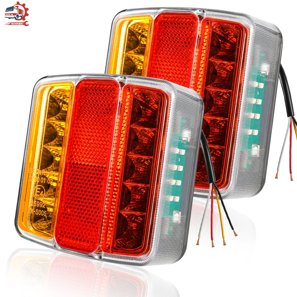 AOHEWEI 2PCS LED Trailer Tail Lights Lorry Brake Rear Side Waterproof Lamp Indicator Turn Signal for Truck Caravan Van Boat 12V aohewei 13 pin trailer tester indicator lights plug