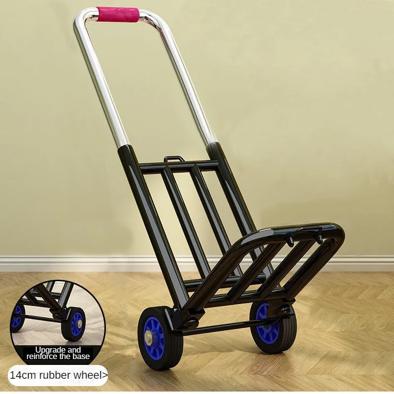 Carro plegable pequeño para manejo de equipaje, remolque de carga con ruedas,  carrito de compras para el hogar, carrito portátil ligero - AliExpress