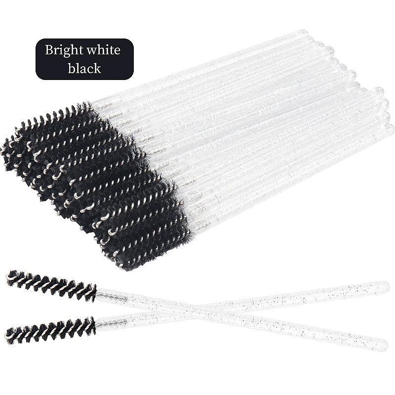 Crystal Diamond Handle Disposable Eyelash and Eyebrow Brushes - 50 Pack