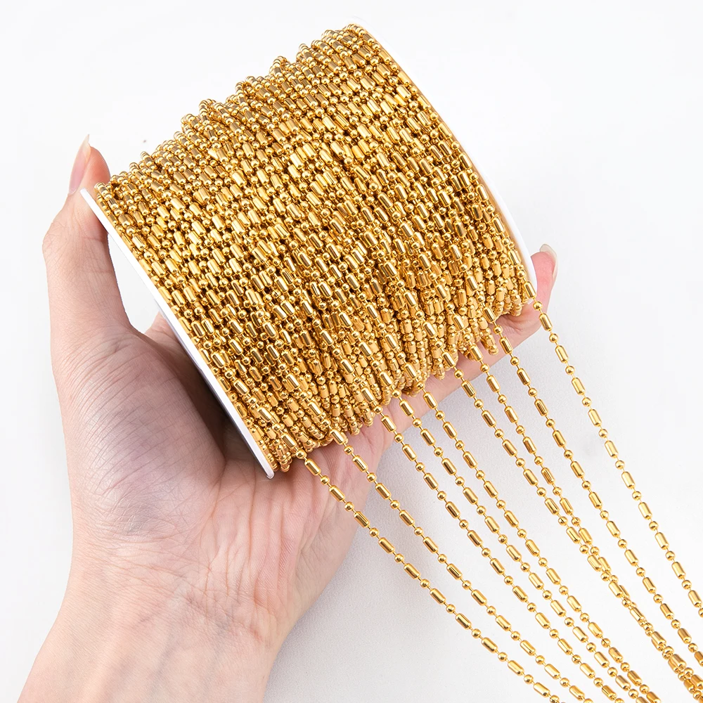 2Meter Edelstahl dünne Glieder kette Goldfarbe Silber Farbe Halskette Tasche Kette für Armband DIY Schmuck machen mehr Stile – Detail 7