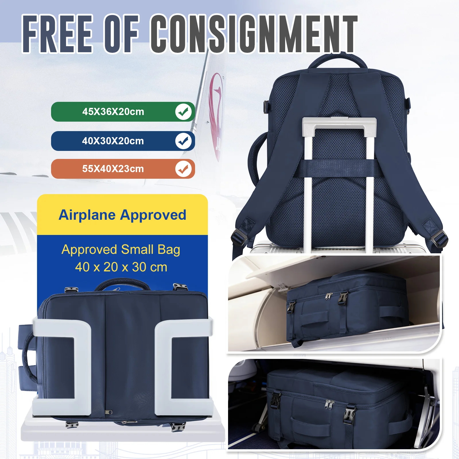 Ryanair 40x30x20 Cabin Bag Wizzai Aviation Travel Backpack Cabin Luggage Business Laptop Bag Lady Men Backpack Work Bag, Packbag
