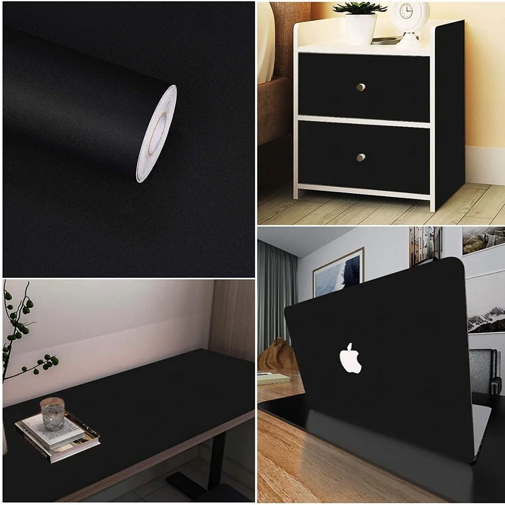 2/3/5m Self-adhesive Film Black Thickened Sticker Matt Furniture  Kitchen Cabinet for Cupboards Tables Wall Renovation Wallpaper