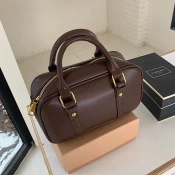 Borsa a tracolla in pelle Pu da donna vintage Maillard Borse a tracolla da donna retrò in tinta unita Borsa semplice casual da donna 1