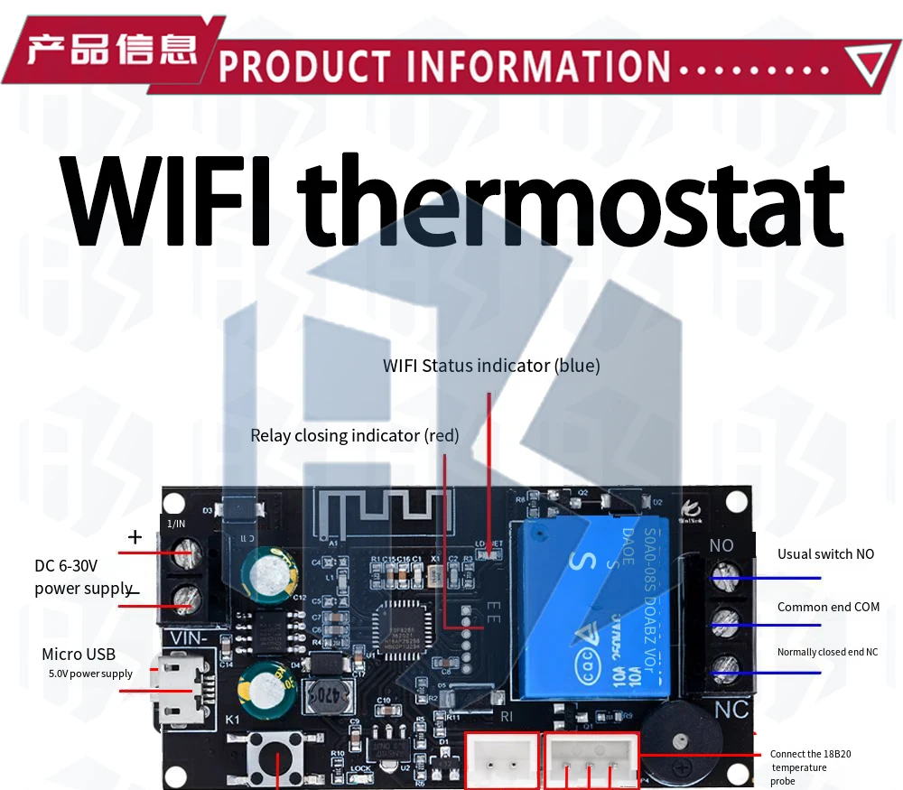 XY-WFT1 Fern WIFI Thermostat Hohe Präzision Temperatur Controller Modul Kühlung und Heizung APP Temperatur Sammlung – Detail 2