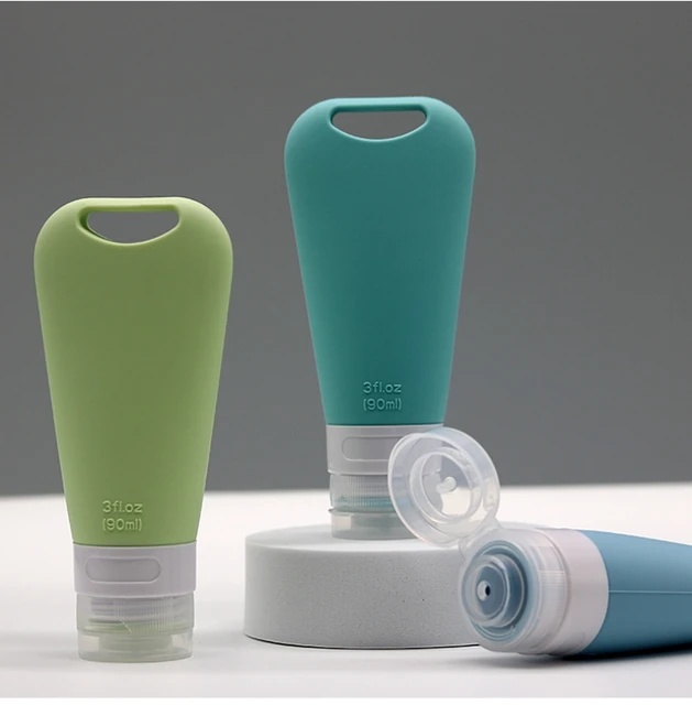 4 Bottiglie Da Viaggio Silicone 90ml | Senza BPA, Antiperdite | Per Shampoo, Lozioni E Cosmetici - Foto 3