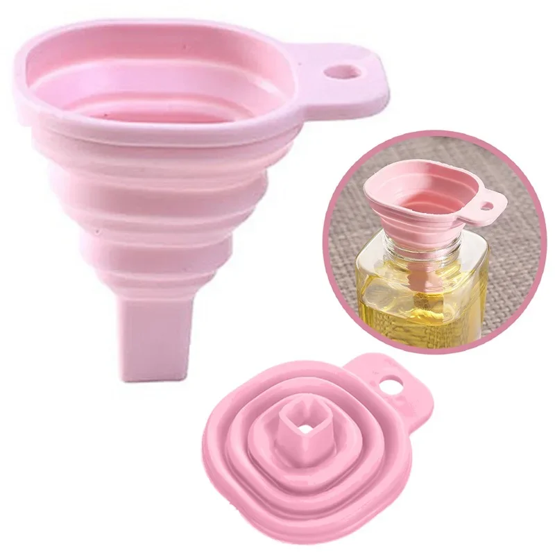 Description Picture 4 of itemNovelty Silicone Folding Funnel Telescopic Long Collapsible Style For Household Liquid Dispensing Kitchen Gadgets Pink