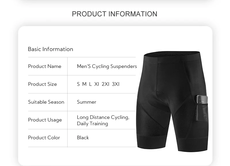 Description Picture 3 of itemTour Of Italy Elastic Interface Padded Bike Shorts Cycling Bicycle Shorts Comfortable Road Biking Pants 2 Pocket Tights Slim Fit