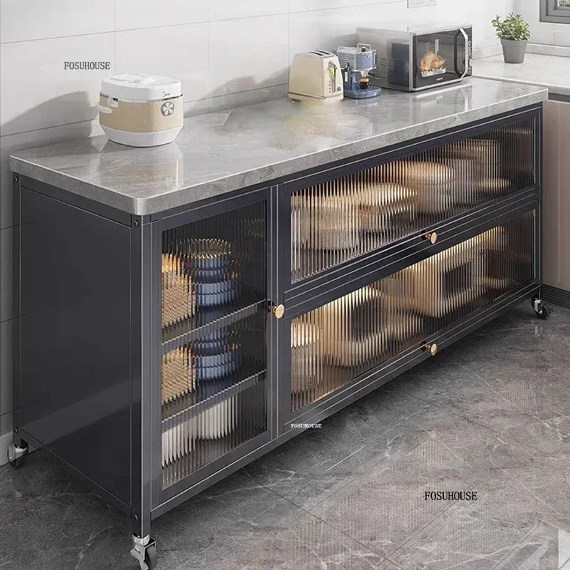 Multi-functional Kitchen Cabinets Home Storage Cabinet with Wheels for Microwave Oven Storage Cabinets Modern Kitchen Furniture