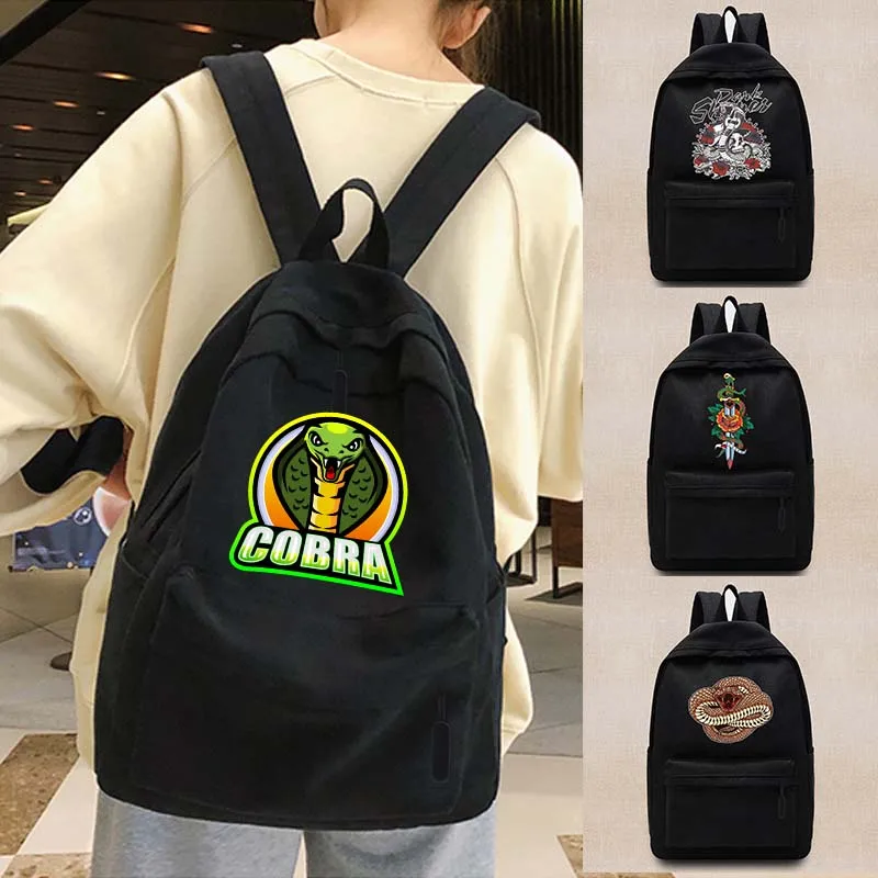 

Women Backpack Unisex Shoulders Laptop Bags School Bag Cobra Pattern Teen College Travel Backpacks Large Capacity Sport Knapsack
