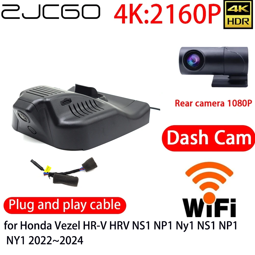 

ZJCGO 4K DVR видеорегистратор Wifi Передняя Задняя камера 24h монитор для Honda Vezel HR-V HRV NS1 NP1 Ny1 NS1 NP1 NY1 2022 ~ 2024