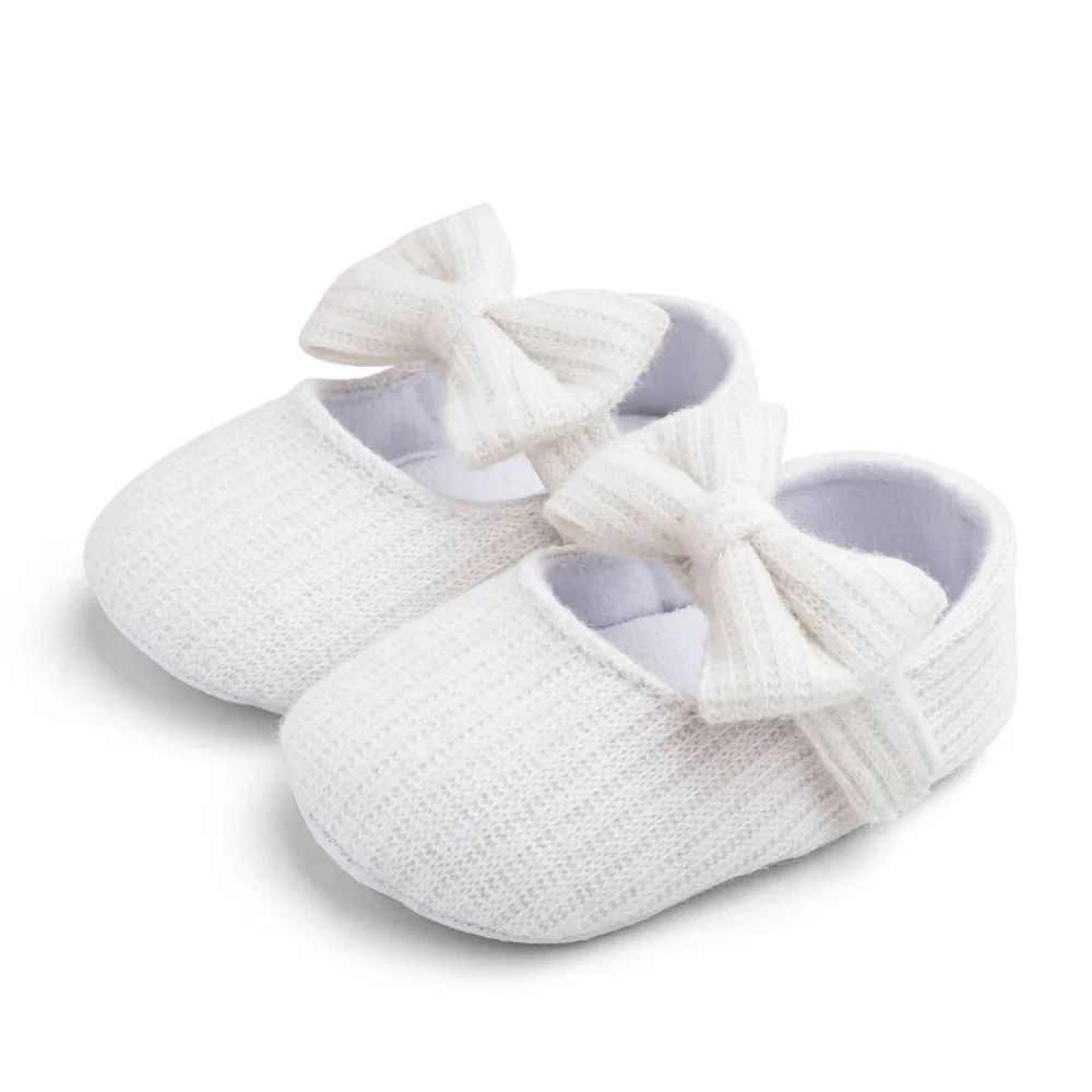 

0-1 Year Baby Girl Soft Sole Shoes Infant Toddler Knitted Cute Shoes Little Girl Bow First Walkers One Year Old Baby Girl Shoes