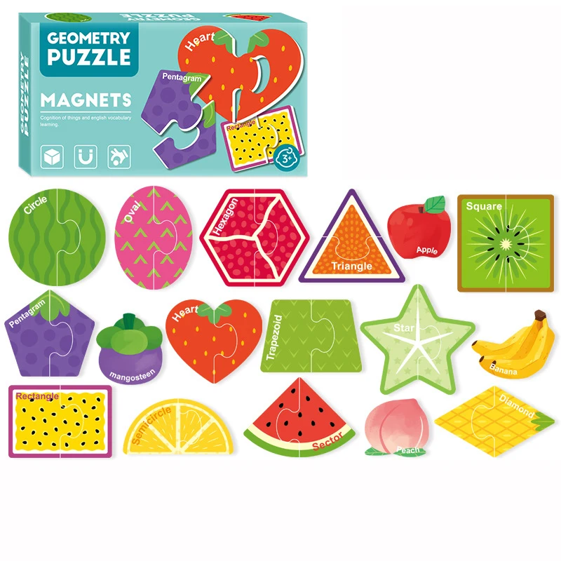 Magnetic puzzles Games Refrigerator Stickers Cartoon Letters Numbers Animal Vehicle Cognitive Matching Puzzle Educational Toys