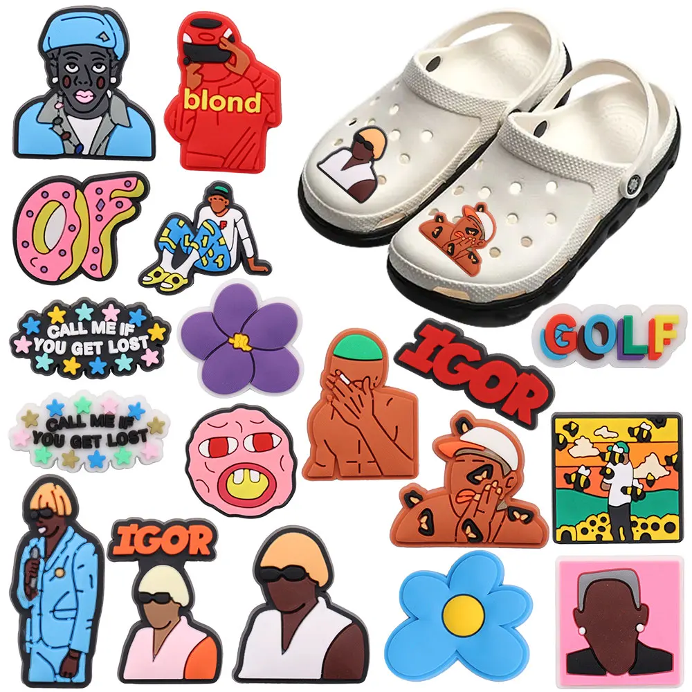 Neuankömmling 1-18 Stück Hip Hop Mann Sänger PVC Blumen Schuh dekoration Erwachsenen Garten Sandalen Charms für Rucksack Clogs