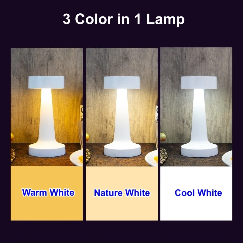 USB Rechargeable Touch Desk Lamp Wireless Bedside Decorative LED Table Lamp Restaurant Coffee Bar Home Mood Lighting Night Light 4