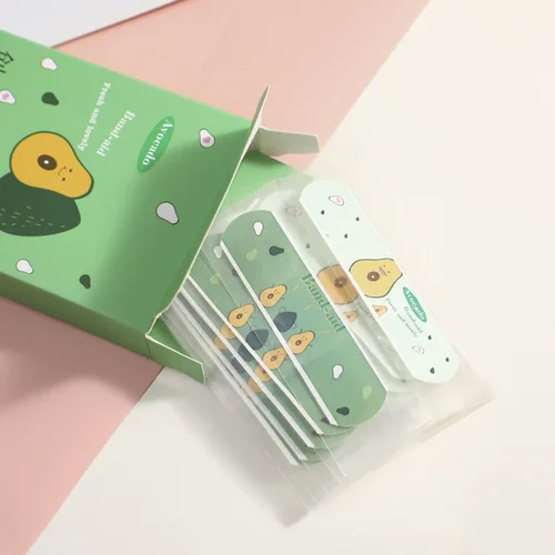 아기용 만화 아보카도 패턴 밴드 보조, 야외 스포츠 패치, 휴대용 접착 붕대 장식, 뷰티 핑거 테이프, 상자당 20 개 4