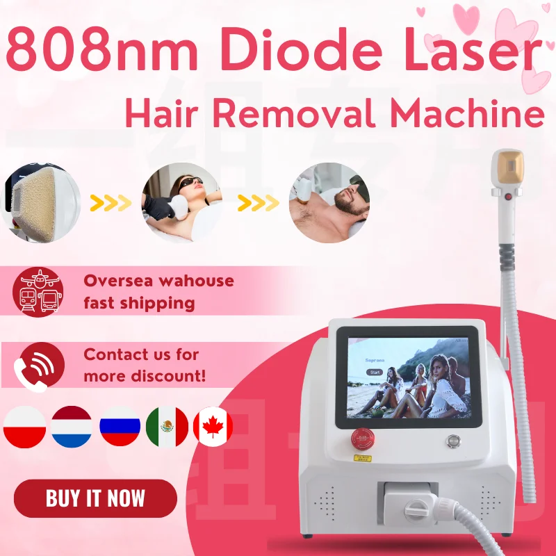 

2024 808nm 2000W 755 1064 808 Diode Laser Hair Removal Machine Alexandrit Permanent Cooling Head Painless Epilator Salon CE