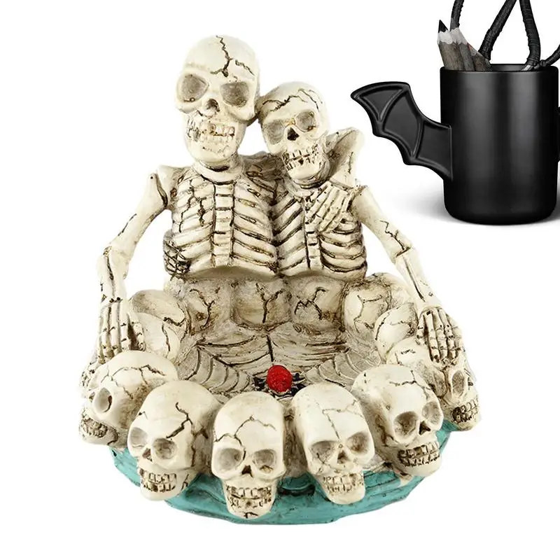 

Пепельница в виде черепа страшный полимер Хэллоуин Декор сигаретный поднос контейнер полимер креативный череп Декор для дома спальни столовой