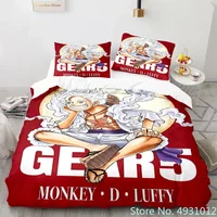 Ensemble de literie Anime One Piece pour garçons, housse de couette, housse de couette, taie d'oreiller, housse de athlon, taille simple, Queen, King Size, Intérieur a, Luffy Gear 5, enfants 4