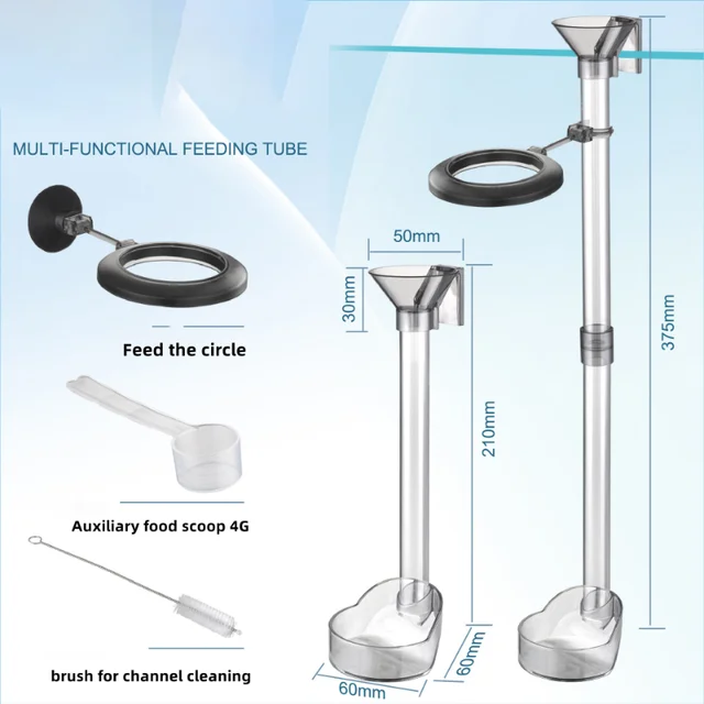 NEW Fish Tank Aquarium Feeding Circle Multi-functional Feeding Tube with Feeding Feed Combination 21-38CM Telescopic 6