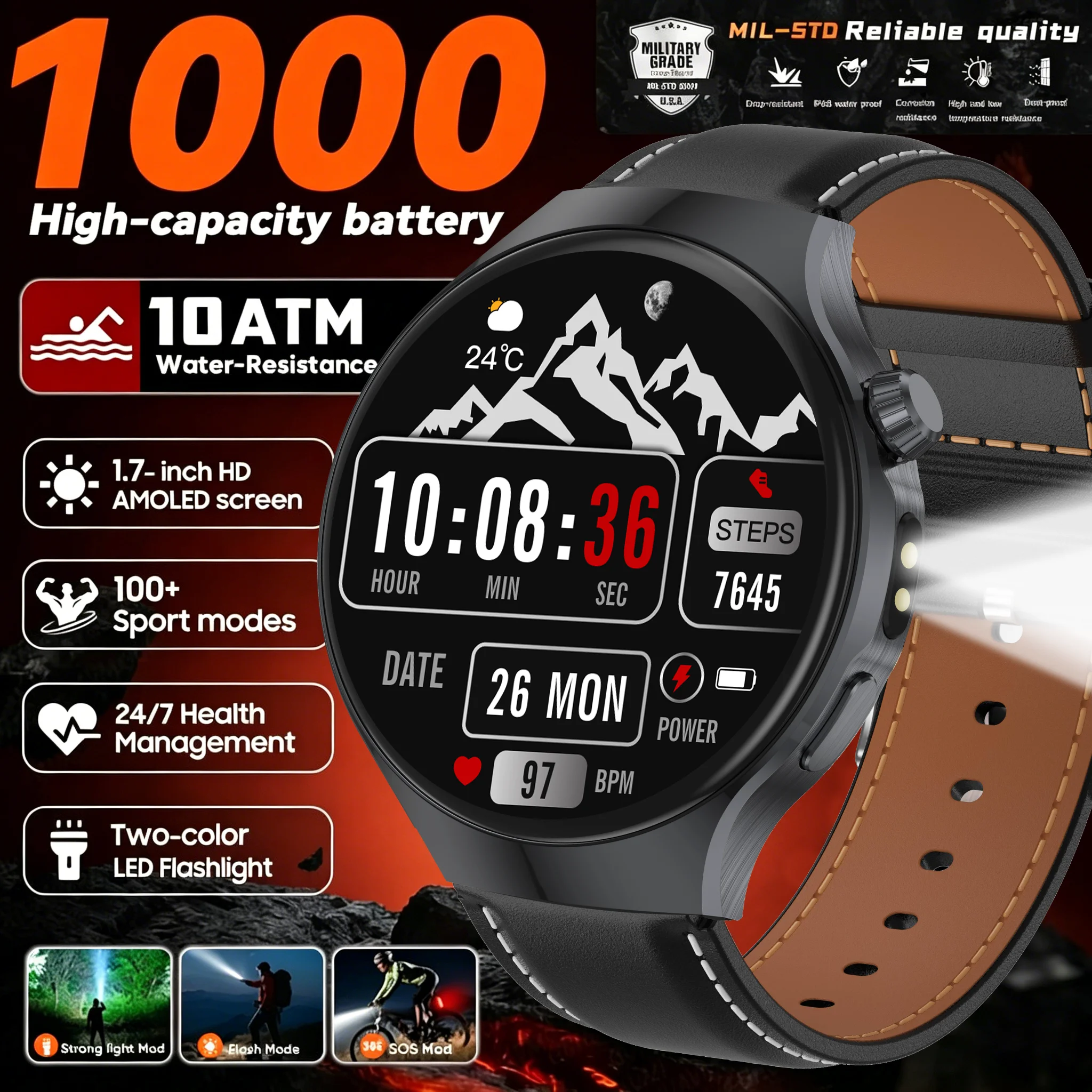 2026 T-Rex3 Ultra 1000mAh Battery Smart Watch GPS Track Compass IP69K Waterproof Sports tracker Outdoors Military Smartwatches 1