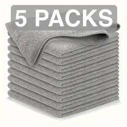 Versatile Super Absorbent Microfiber Cleaning Cloths - 5 Pack, 30x30cm, Mixed Colors - 5pcs (Gray)