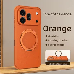 360° Rotating Ring Kickstand Magnetic Goatskin Leather Protective Case - Honor 500 (Orange)