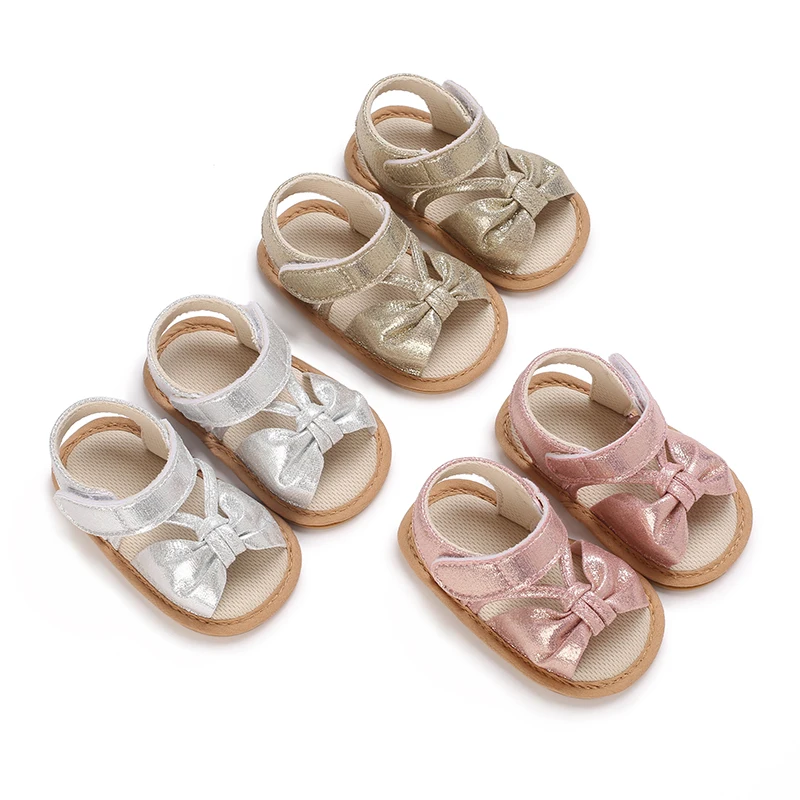Summer New Sparkling Sandals 0-1 Year Old Baby Shoes Anti Slip Soft Bottom Exposed Toes Sparkling Women's Baby Shoes 1