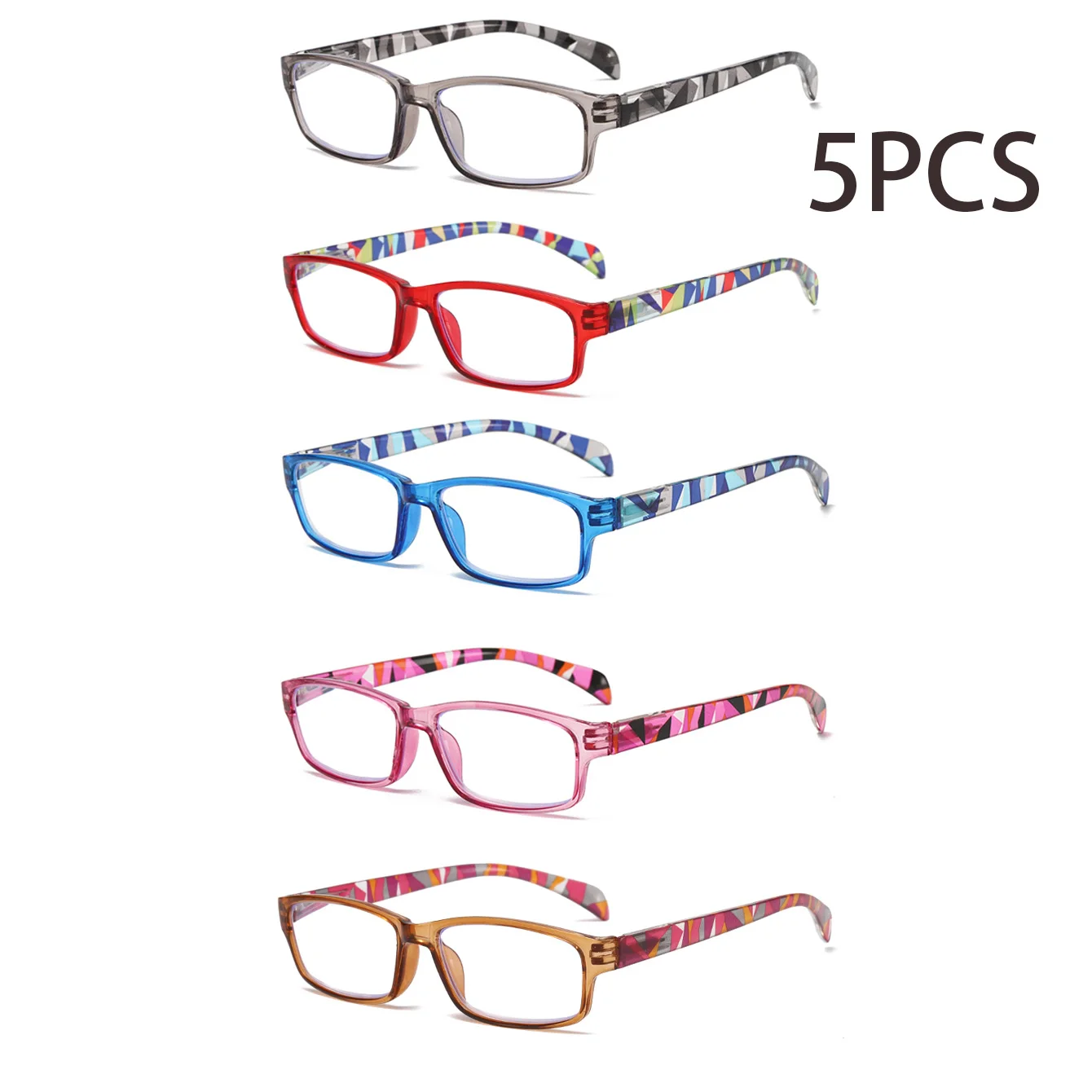 5PCS Five pairs of stylish and comfortable reading glasses, anti-blue light, suitable for men and women of all ages