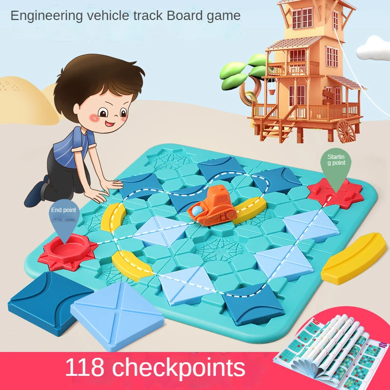 New Road Construction Maze Thinking Logical Reasoning to Create Road Assembly Pull Back Forklift Puzzle Board Game Puzzle Box