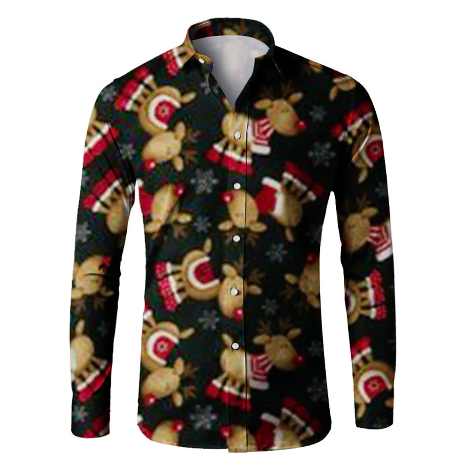 

Autumn And Winter Men's Fashion Christmas Digital Print Long Sleeve Personality Loose Lapel Loose Beach Cardigan Blouses