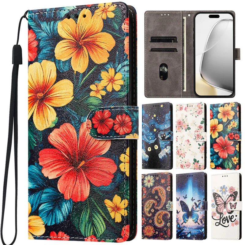 Hibiscus Flower Leather Wallet Phone Case