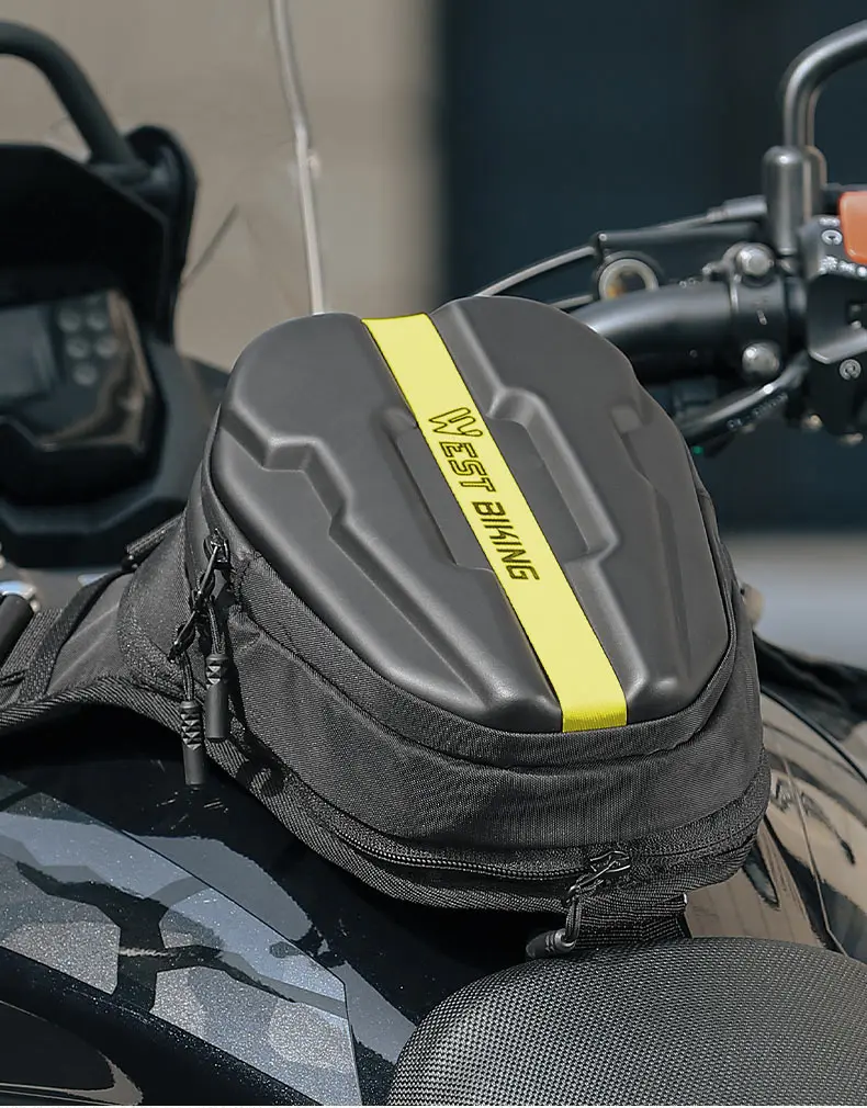 WEST BIKING Multifunktions-Motorrad-Hartschalentasche, Motocross-Tasche für Brust/Taille/Bein, mit Magnet, Kraftstofftaschen, erweiterbare Fahrradtaschen – Detail 5