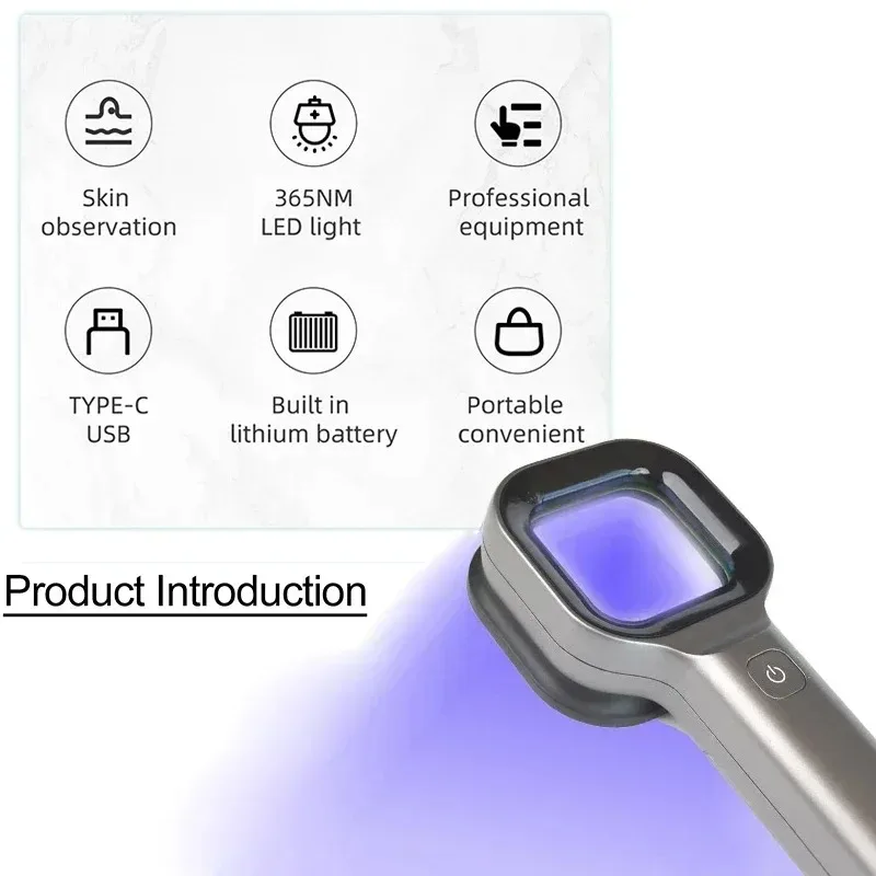 Handheld Woods Lamp 365nm UV Light Skin Fungus Detector for Cat Dog Ringworm Vitiligo Pityriasis Versicolor Home Use Diagnosis