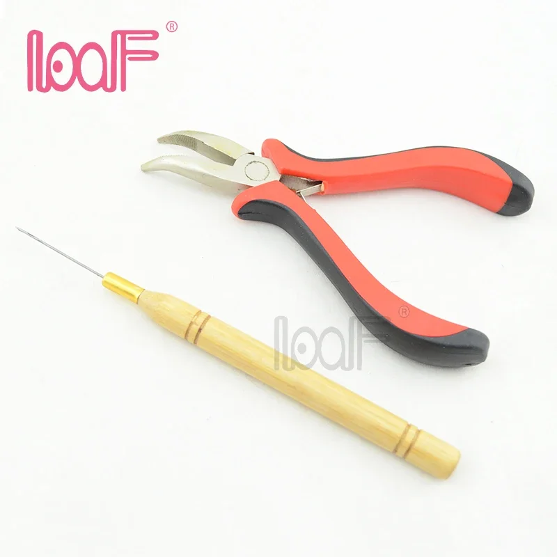 LOOF 100sets DIY Hair extensions pliers&Pulling Needle tools kit/ket set for micro rings/links/beads hair extension