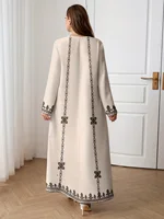 Middle Eastern Elegant Robe, New Spring and Autumn Style, Plus-Size Fashion Women's Clothing, Ethnic Print, Stylish, Loose and Comfortable, Holiday Style Long-Sleeve Dress - Image 2