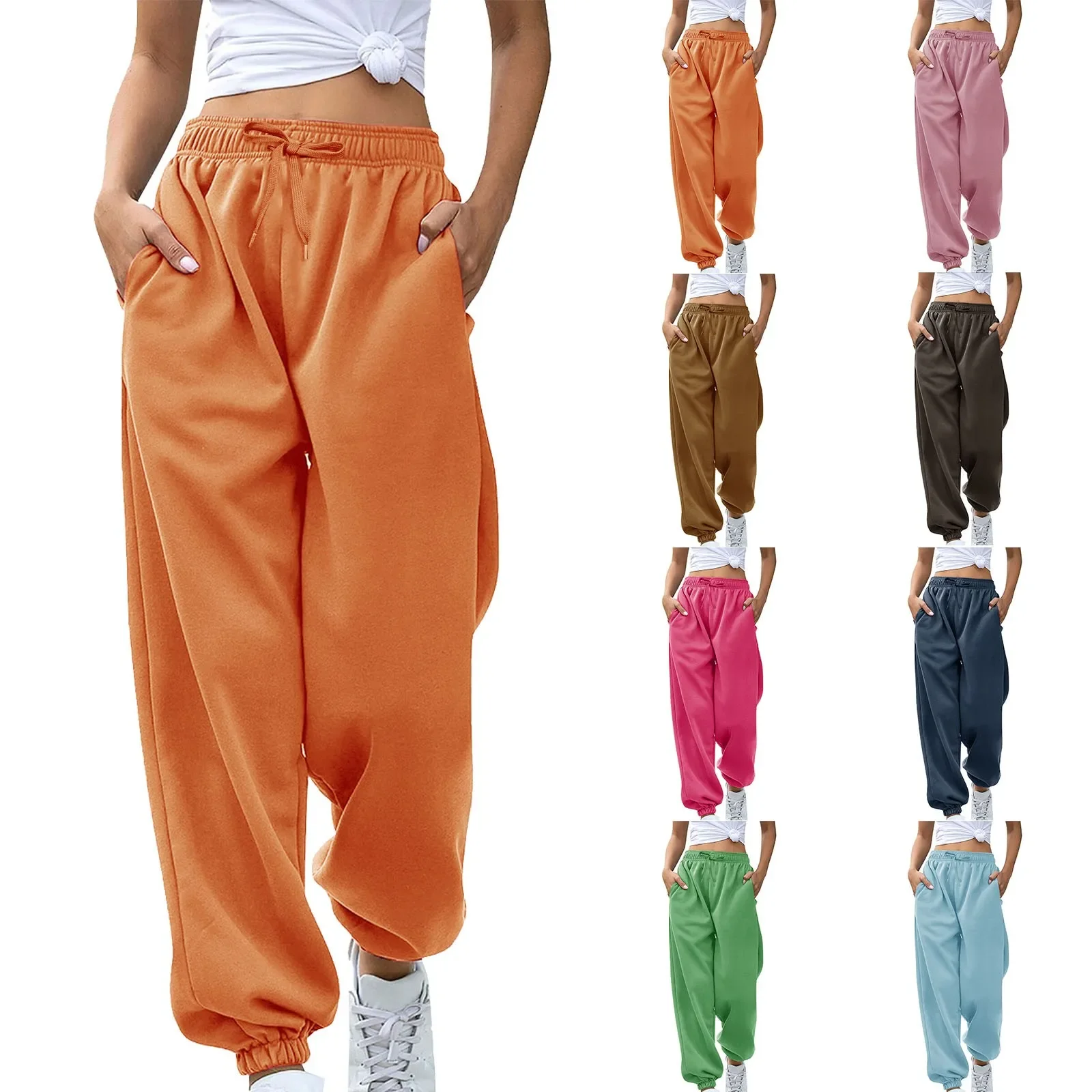 Women's Bottom Sweatpants Joggers Pants Workout High Casual Pants Women Womens Casual Pants Linen Tan Sweatpants 1