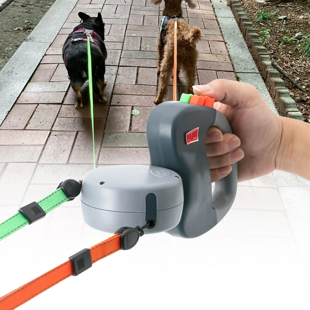 Dual Headed Pet Leashes Automatic Retractable 3 Meter Dogs Traction