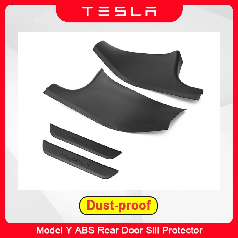 

For Tesla Model Y Rear Door Sill Protective Pad Cover Guards Threshold Bumper Strip Sill Original Car Anti Kick Pads Accessories