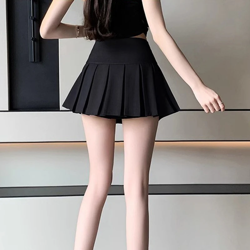 Irregular Pleated A Line Skirt Women Preppy Style High Waist Y2K Mini Skirts Woman Korean Girls Dancing Jk Skirts with Shorts
