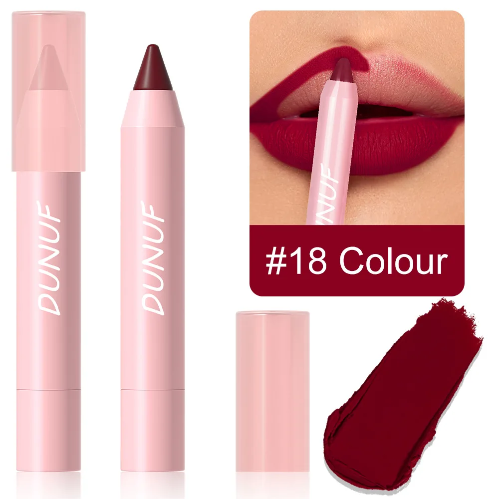 DUNUF Lipstick Pencil Waterproof Sexy Red Nude Purple Matte Tint Lipstick Lasting Lip liner Pen Longlasting Makeup Cosmetic 5