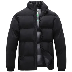 2023 Autumn and Winter New Fashion Trend Solid Color Warm Cotton-Padded Men's Casual Loose Comfortable Thick Large Size Coat 5XL