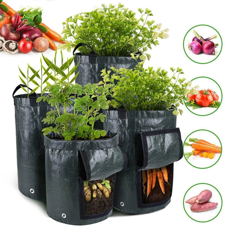 3/5/7/10 Gallon Garden Potato Grow Bag PE Fabrics Gardening Thicken Pot Vegetables Planter Tub with Handles and Access Flap