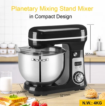 BioloMix 6L 1200W DC Quiet Motor 6-speed Kitchen Food Processors Stand Mixer Cream Egg Whisk Whip Dough Kneader Blender 6