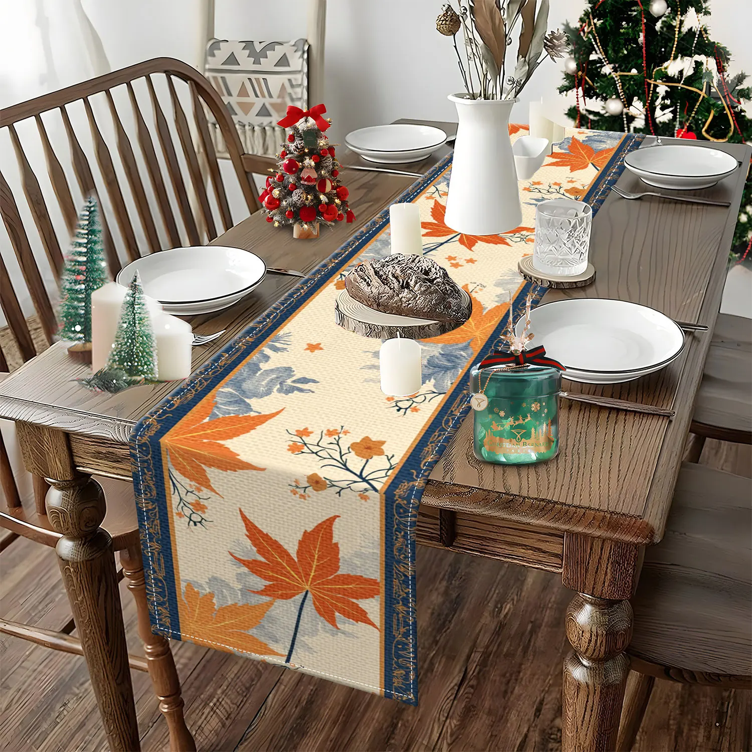 Golden Maple Leaf Autumn Table Runner 4