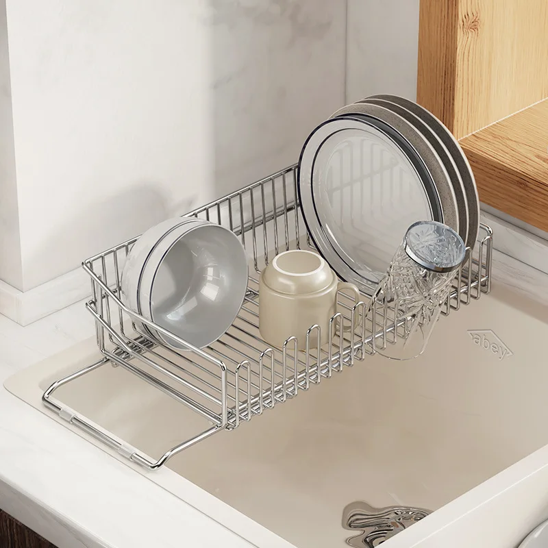 1pc Retractable Stainless Steel Sink Strainer Drain, Telescopic Drain Basket with Adjustable Armrest, Kitchen